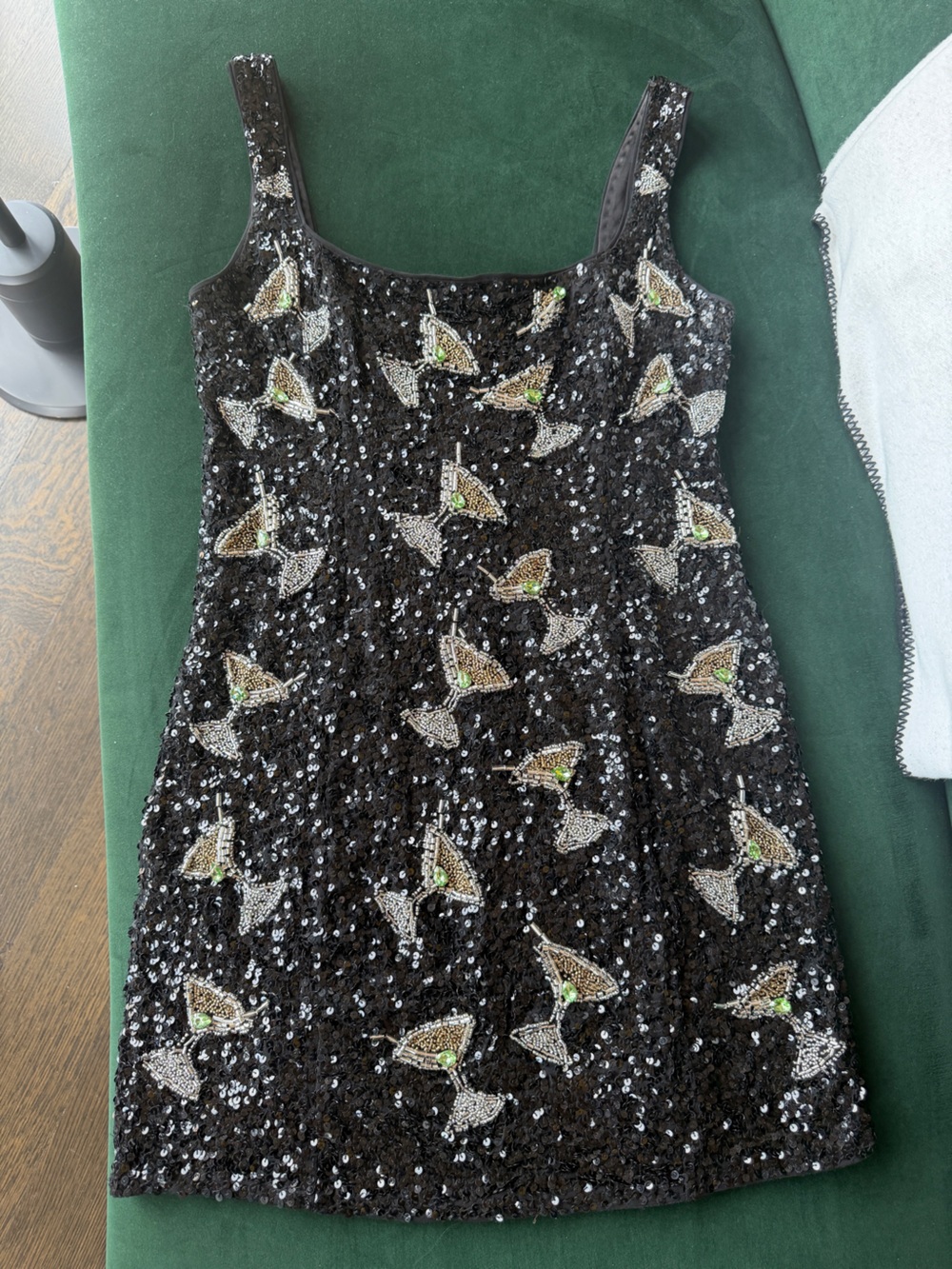 Show Me Your MuMu Black Sequin Mini Dress with Metallic Beaded Motifs